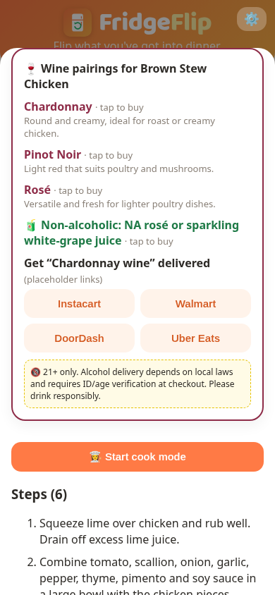 Wine pairing and delivery